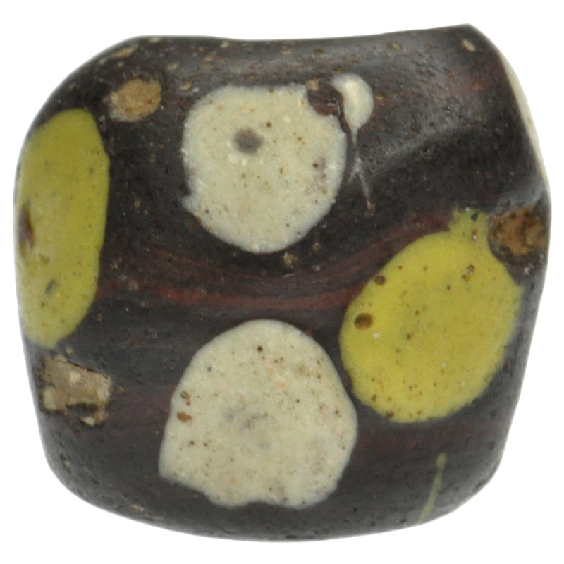 Rare Antique Black Yellow & White Islamic "Eye" Glass Bead | Fustat