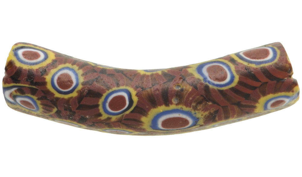 Rare Antique Large Venetian Millefiori Mosaic Glass African Trade Bead - close-up