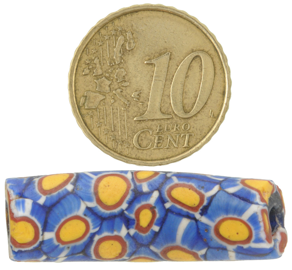 Rare Antique Large Venetian Millefiori Mosaic Trade Bead - African Glass Bead - close-up