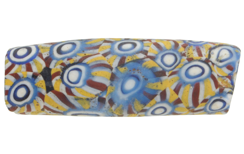 Rare Antique Venetian Tabular Millefiori Mosaic Glass Trade Bead - African Trade Beads - zoomed-in detail