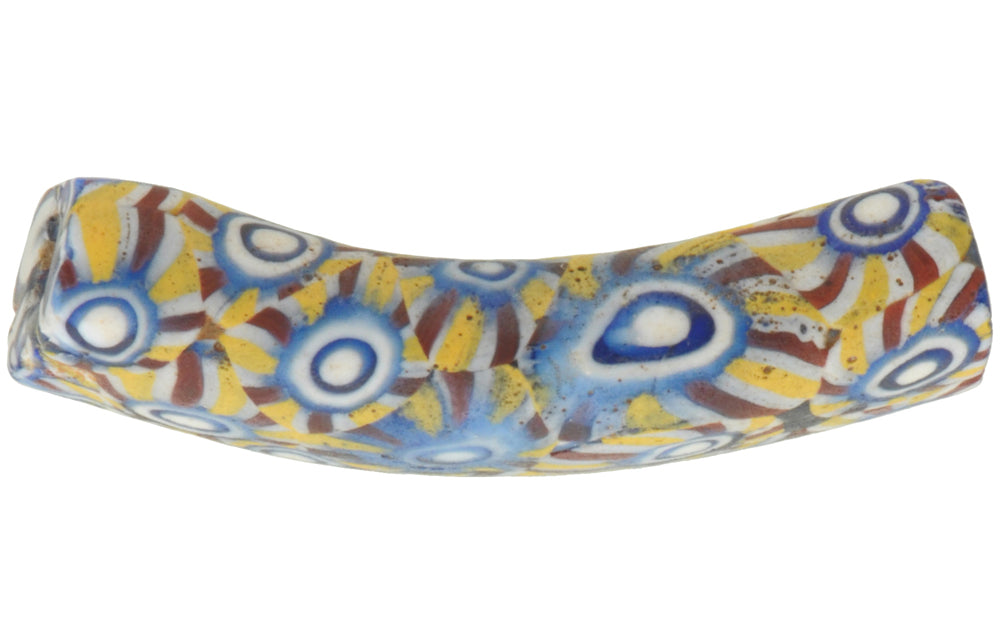 Rare Antique Venetian Tabular Millefiori Mosaic Glass Trade Bead - African Trade Beads - close-up