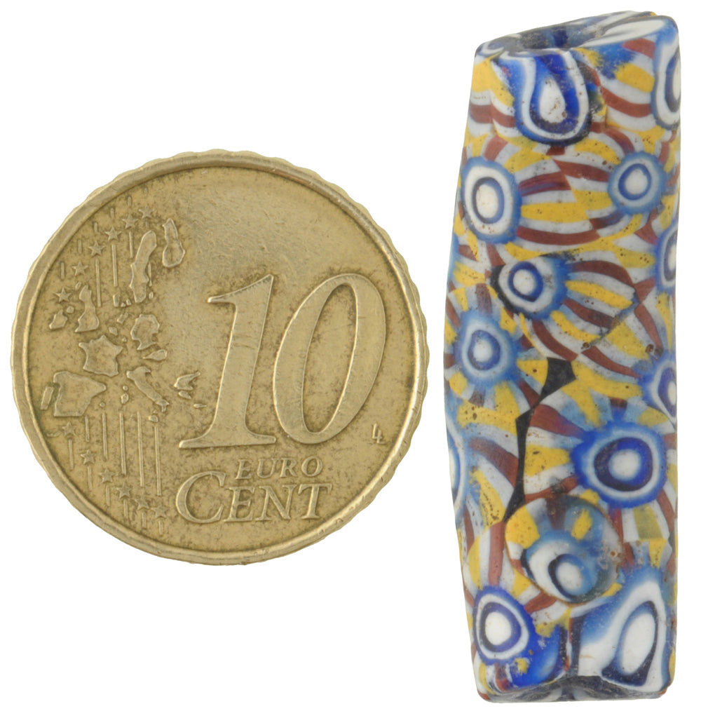 Rare Antique Venetian Tabular Millefiori Mosaic Glass Trade Bead - African Trade Beads - alternate view
