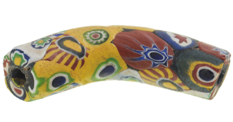 Rare Large Venetian Multimurrine Millefiori Mosaic Glass Trade Bead - Antique African Trade - angled shot