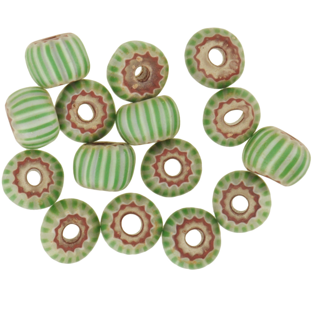 Green Striped 4 Layer Chevron Beads | Antique Venetian Trade Set