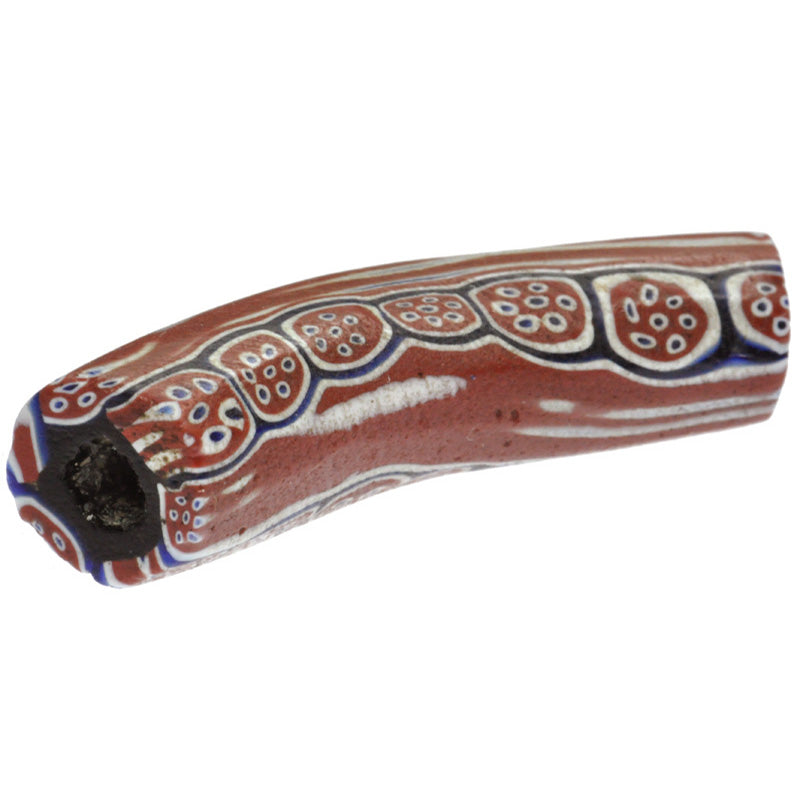 Antique Venetian Elbow Millefiori Mosaic Trade Bead - 40X11Mm, African Trade