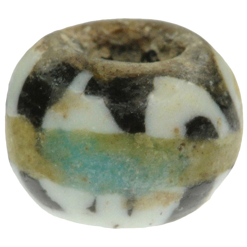Rare Banded Fustat Islamic Glass Trade Bead, 1100 - 1200 Ad