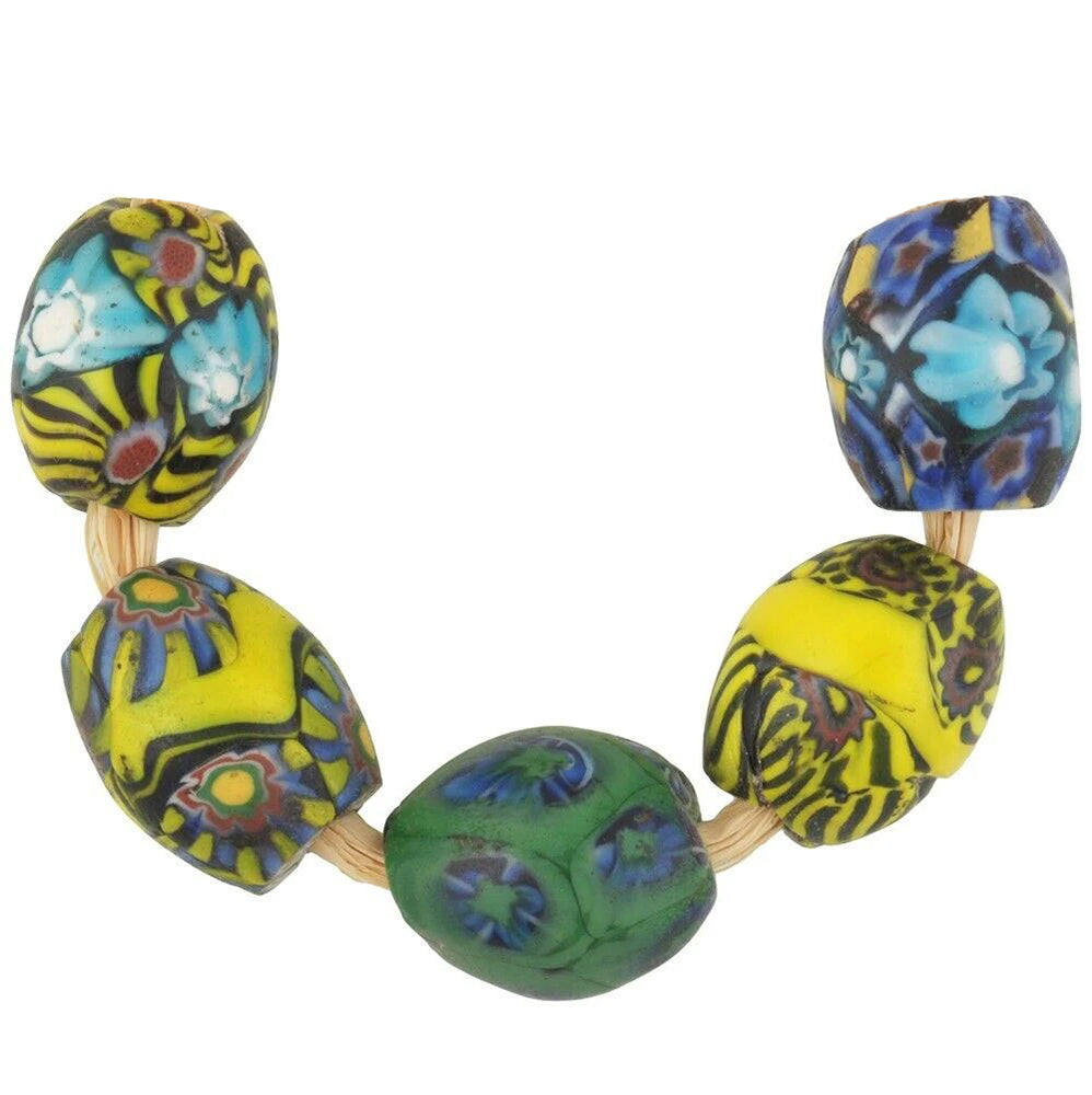 Strand of antique African trade beads – colorful Venetian Millefiori glass beads handmade for West African trade