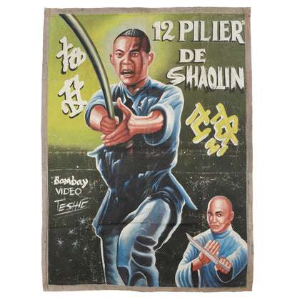 Authentic 12 Piliers De Shaolin Movie Poster - Ghana Hand-Painted