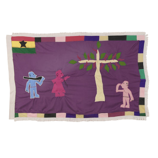 Exquisite Asafo Flag From Ghana - A Tapestry Of Culture / History Fante Africa