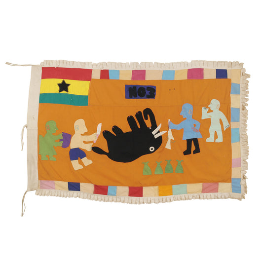 Authentic Ghanaian Asafo Flag - A Symbol Of Rich Tradition And Fante African Art - horror scene artwork
