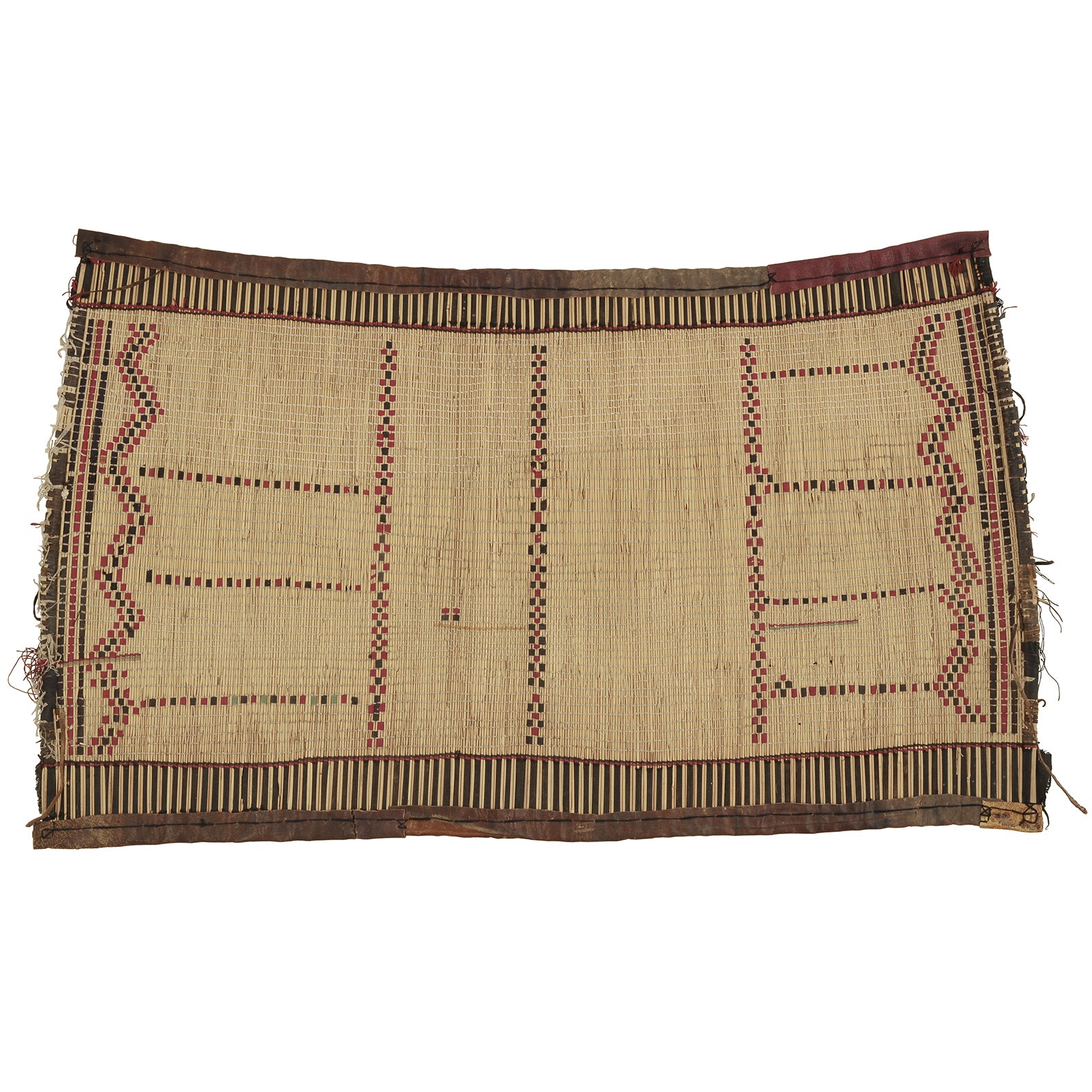 Authentic Nomad Tuareg Straw and Leather Mat – 77×44 cm