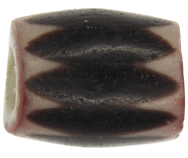 Rare Black 4-Layer Chevron Bead - Antique Venetian 1800S, 12X9Mm - close-up