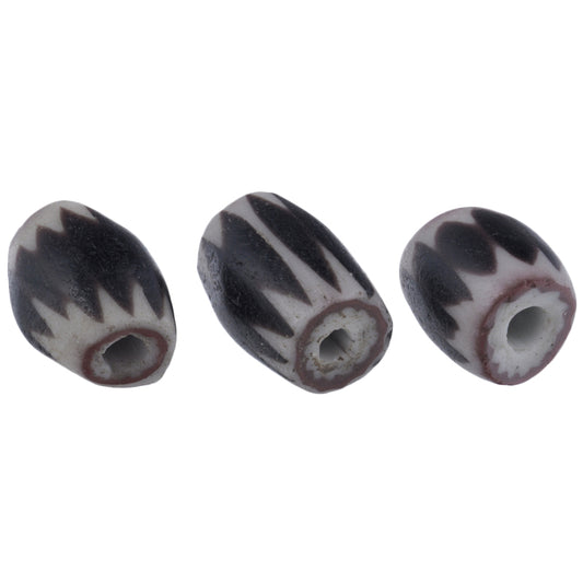 Rare 4 Layer Black Venetian Chevron Trade Beads | Antique Glass