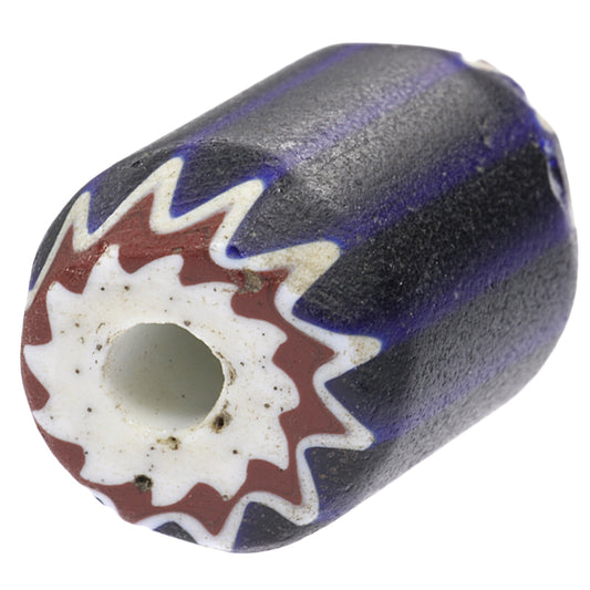 Large Blue 4 Layer Chevron Bead | Antique Venetian Trade Glass