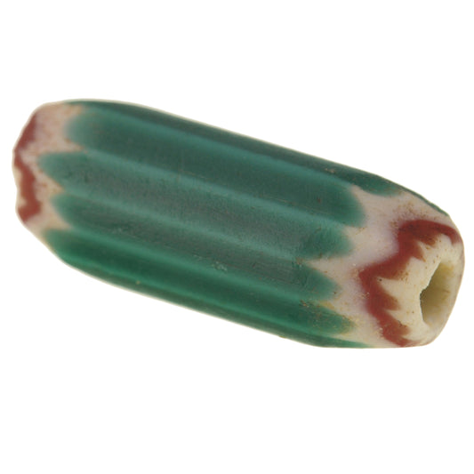 Large Green 4 Layer Venetian Chevron Bead | Antique Trade Glass