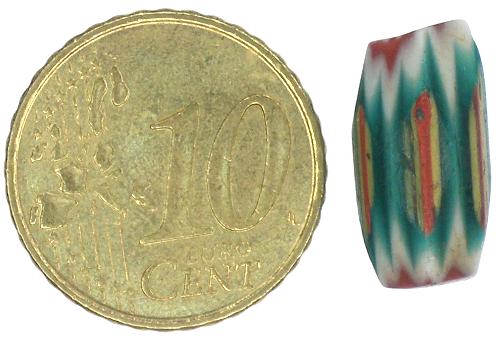 Antique Green 4-Layer Chevron Bead - Venetian Glass, 15X8Mm - close-up