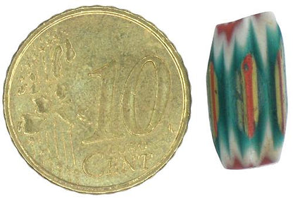 Antique Green 4-Layer Chevron Bead - Venetian Glass, 15X8Mm - close-up