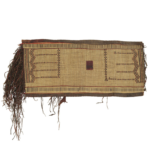 Handcrafted Tuareg Straw & Leather Mat – Nomad Ethnic Décor