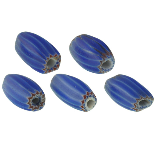 Rare 6 Layer Blue Chevron Beads | Antique Venetian Trade Glass