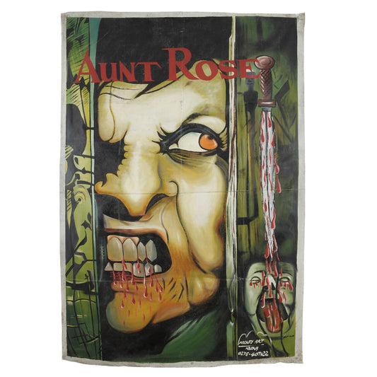 Unique Aunt Rose Movie Poster - Hand Painted In Ghana - horror scene artwork