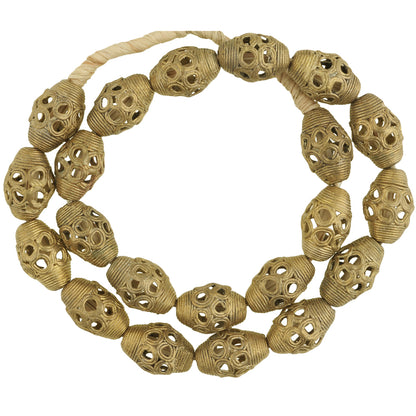 Large African Brass Beads - Handmade In Ghana, 24" Strand