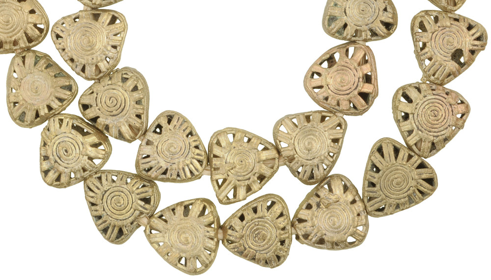 Authentic African Tabular Brass Beads, Handmade In Ghana - 21¾" Strand - alternate view