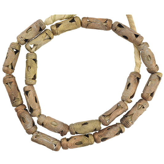 Handmade Ashanti Brass Beads, African Lost Wax Technique, 22" Strand