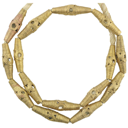 Authentic African Brass Beads Handmade In Ghana - 22.5" Strand