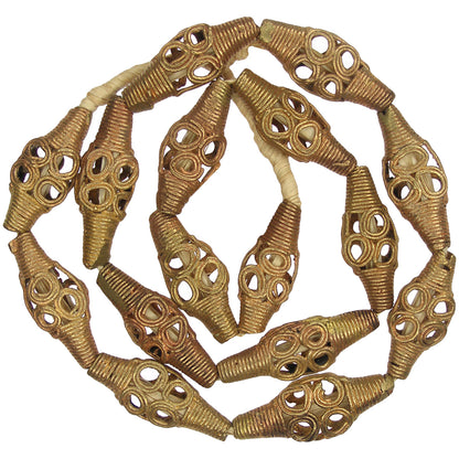 Authentic African Tabular Brass Beads From Ghana - Handmade 24" Strand
