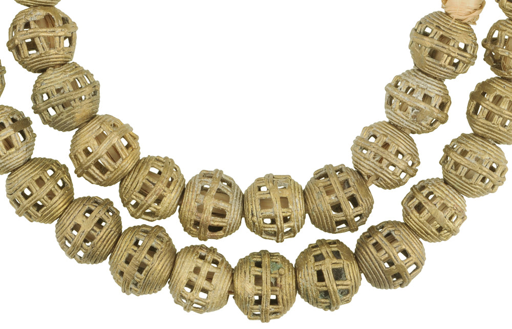 Handmade African Brass Beads, 15-16Mm Round, Ghana Lost Wax - alternate view