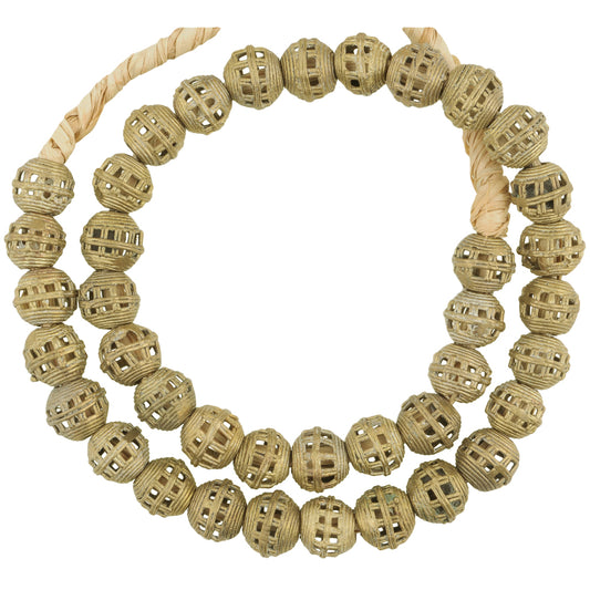 Handmade African Brass Beads, 15-16Mm Round, Ghana Lost Wax