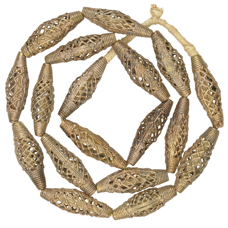 Handmade African Brass Beads, 25" Strand, Crafted In Ghana