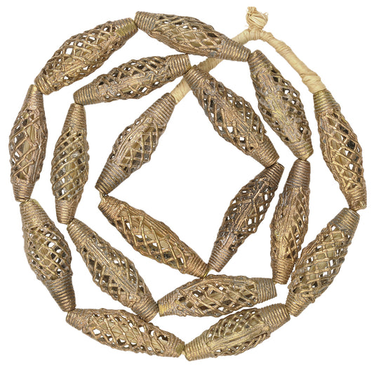 Handmade African Brass Beads, 25" Strand, Crafted In Ghana