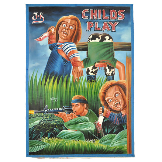 Child'S Play - Original Hand-Painted Horror Movie Poster From Ghana - horror scene artwork