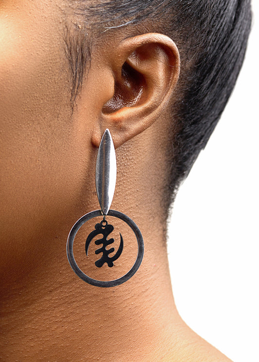 Gye Nyame Stud Earrings - African-Inspired Stainless Steel Jewelry - alternate view