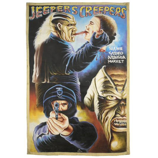 Authentic Jeepers Creepers Horror Movie Poster Hand-Painted In Ghana - horror scene artwork