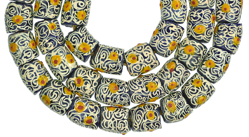 African Trade Beads: Fancy Powder Glass Beads, 13Mm, Handmade In Ghana - alternate view