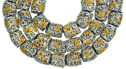 African Trade Beads: Fancy Powder Glass Beads, 13Mm, Handmade In Ghana - alternate view