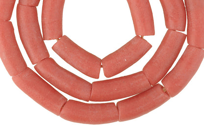 Authentic African Trade Beads: Krobo Red Coral Recycled Glass Beads - alternate view
