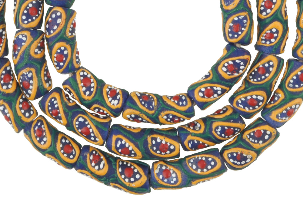 African Fancy Krobo Beads, 9-10Mm Recycled Glass Trade Beads - alternate view