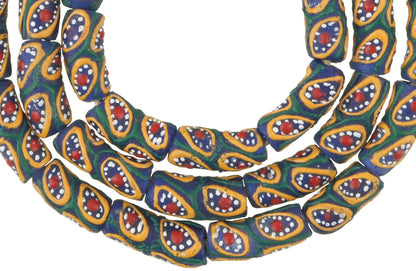 African Fancy Krobo Beads, 9-10Mm Recycled Glass Trade Beads - alternate view