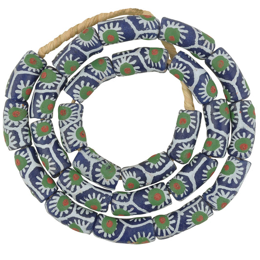 Handmade Fancy African Trade Beads - 24" Krobo Glass Beads Ghana