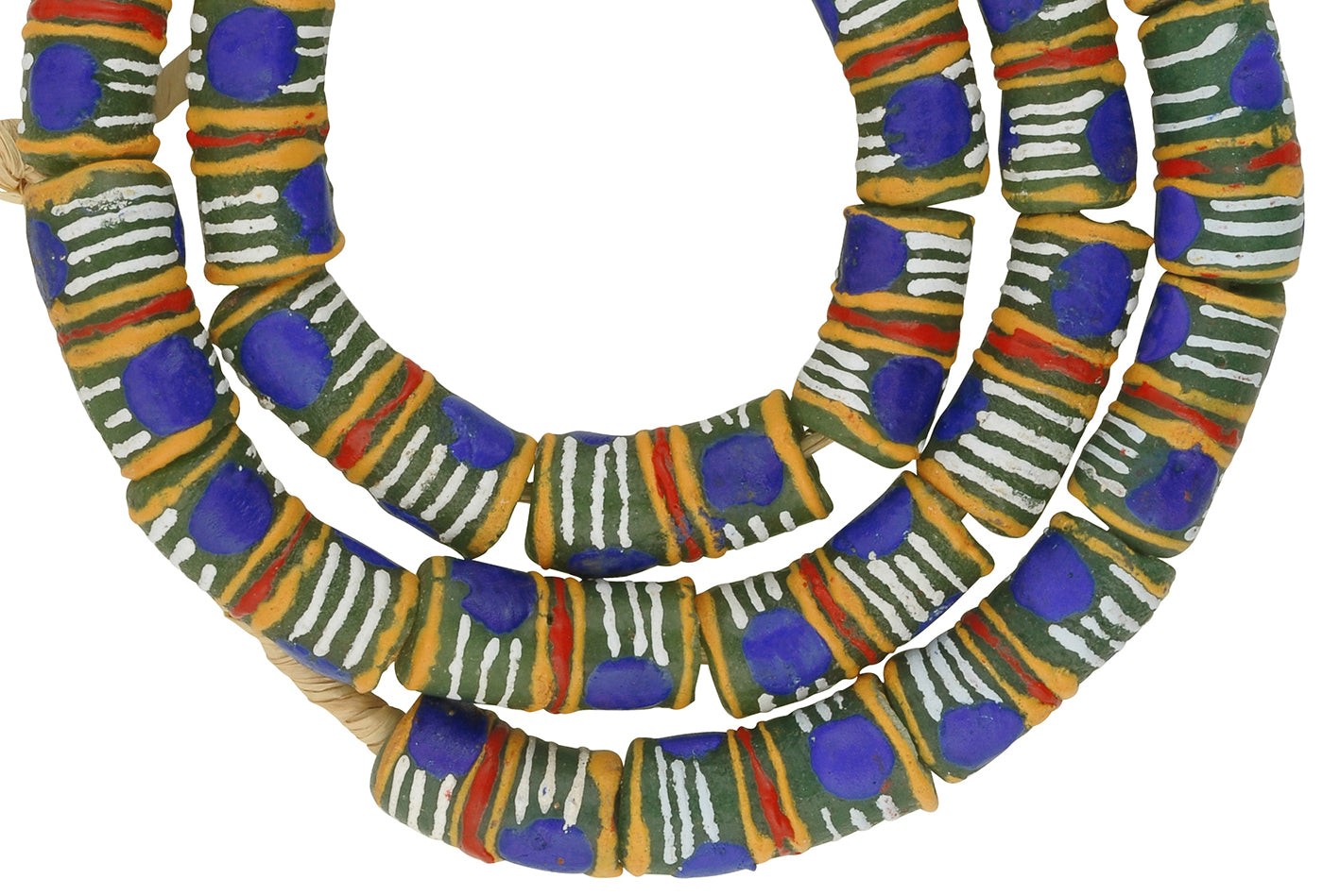 Elegant Ghanaian Krobo Powder Glass Beads - African Trade Beads - close-up