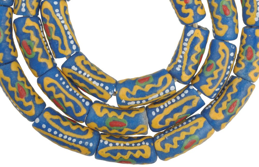 Vibrant 10Mm Fancy Krobo Powder Glass Beads - African Trade Beads - zoomed-in detail
