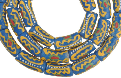 Vibrant 10Mm Fancy Krobo Powder Glass Beads - African Trade Beads - zoomed-in detail