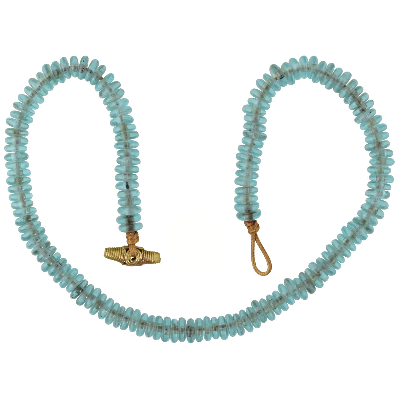 Translucent Powder Glass Beaded Necklace With Ashanti Brass