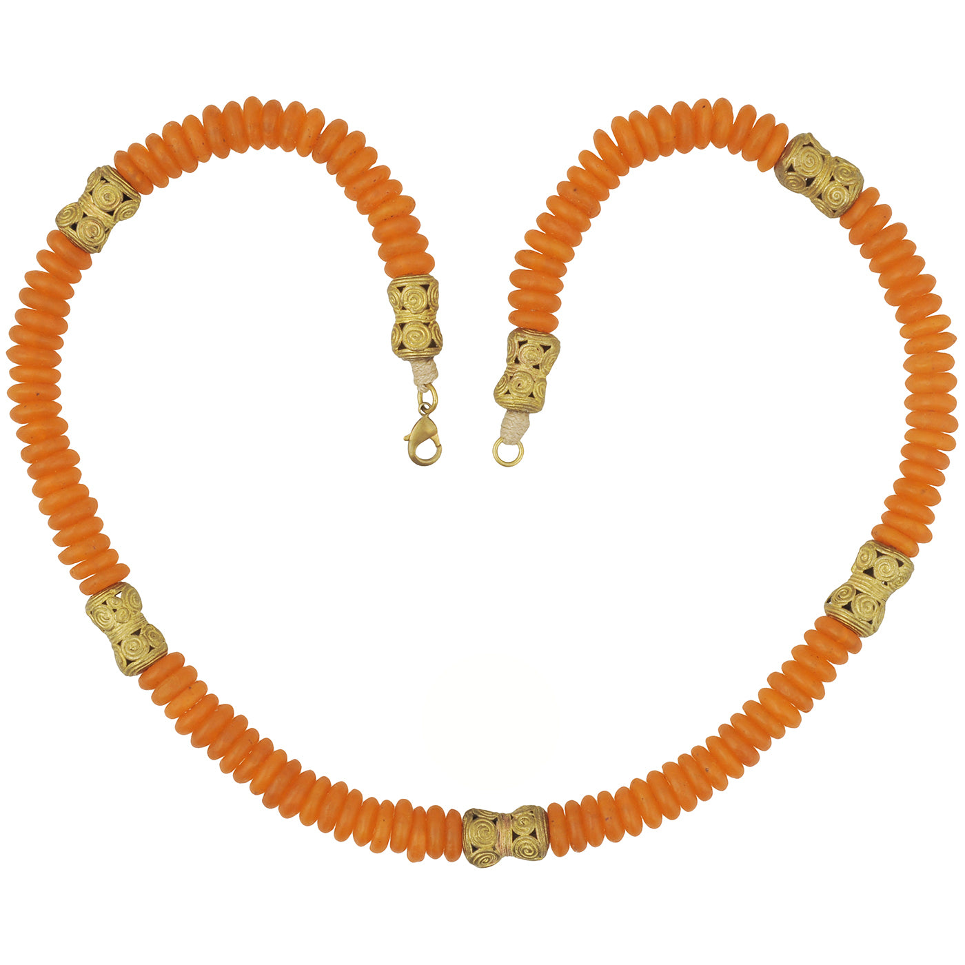 Handmade African Trade Beads Necklace Recycled Glass And Brass