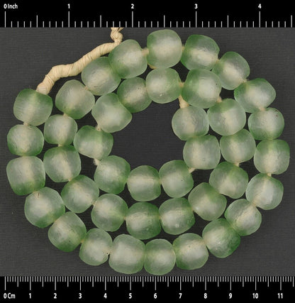Translucent 14Mm Krobo Glass Beads - African Trade Beads 20" Strand - zoomed-in detail