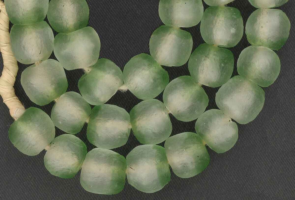 Translucent 14Mm Krobo Glass Beads - African Trade Beads 20" Strand - close-up
