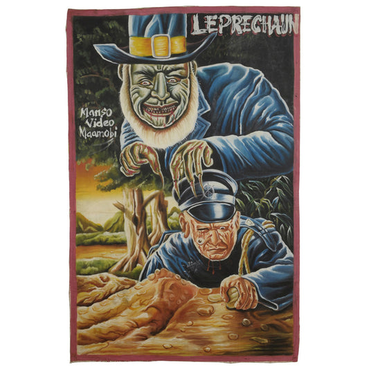Unique 'Leprechaun' Movie Poster - Hand-Painted In Ghana - horror scene artwork